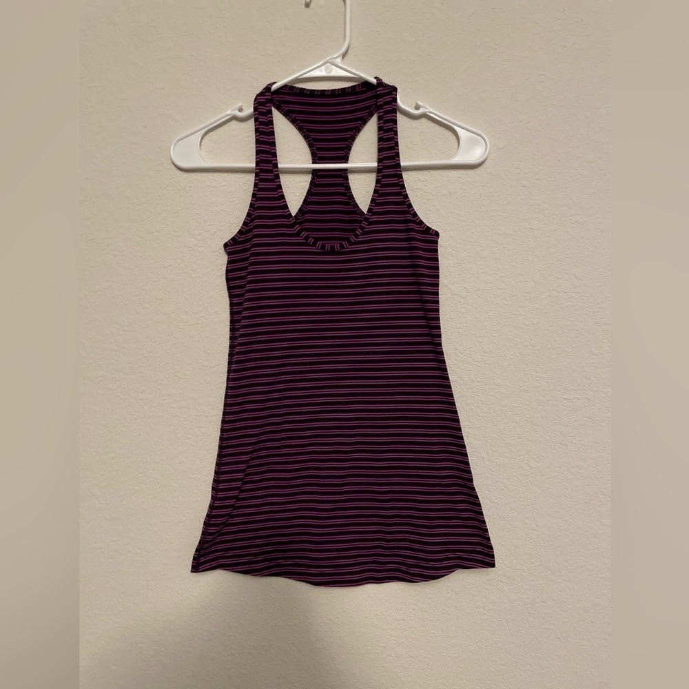 Lululemon Cool Racerback Double Trouble Stripe Ultra Violet Black Grape size 2 - Picture 8 of 8
